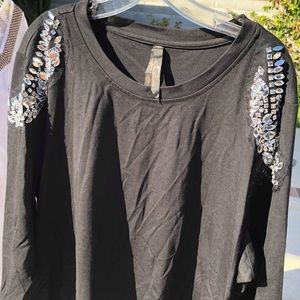 Long sleeve Black rhinestone shirt